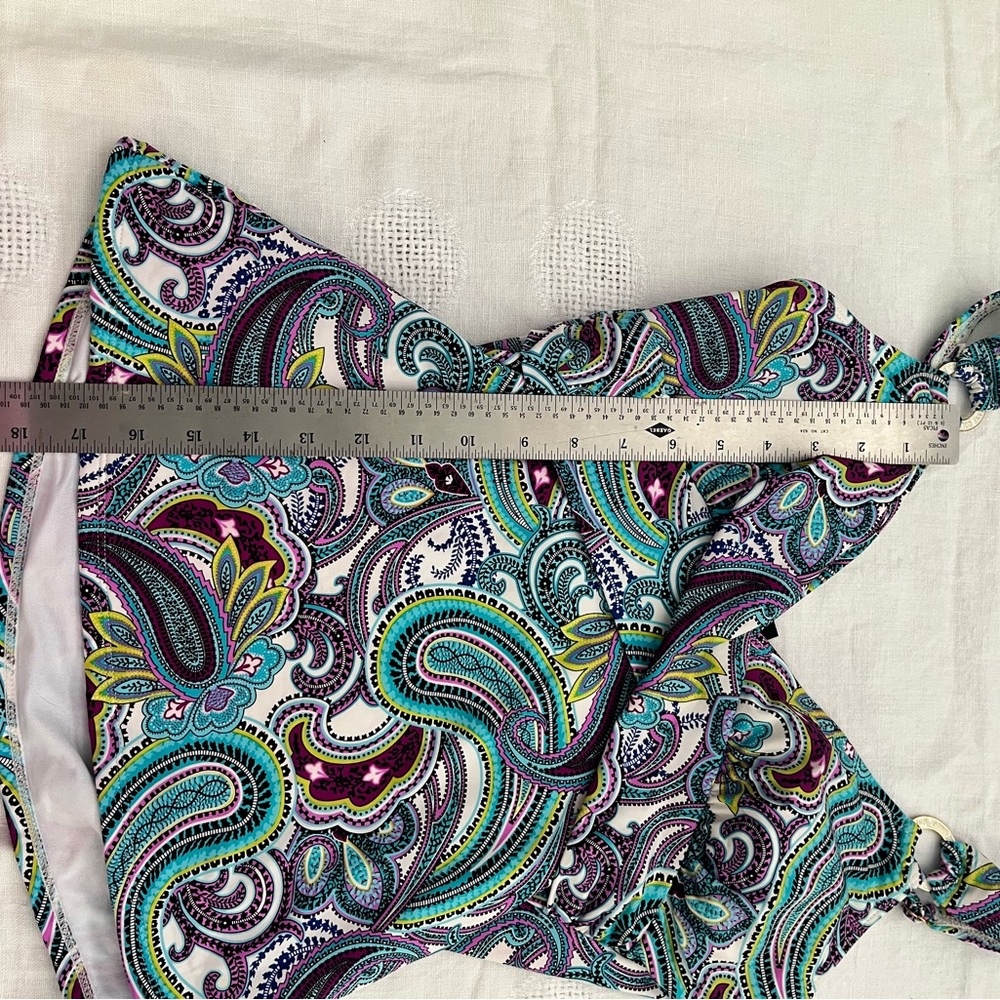 Anne Cole wrap paisley print tankini top adjustable straps bra padding sz 8 - Picture 6 of 8